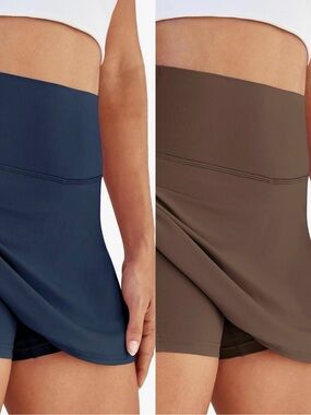 BUNDLE X2 - DLOODA High-Rise Active Skort in Navy and Brown